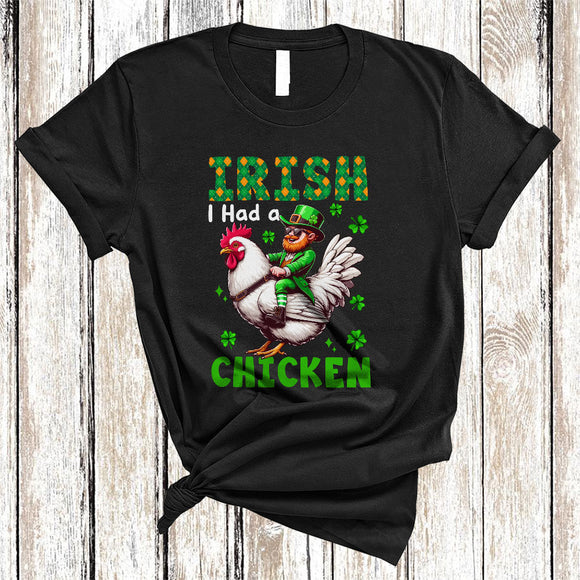 MacnyStore - Irish I Had A Chicken, Awesome St. Patrick's Day Irish Riding Chicken, Lucky Family Group Shamrock T-Shirt