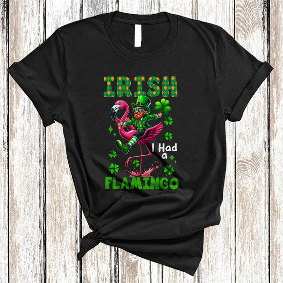 MacnyStore - Irish I Had A Flamingo, Awesome St. Patrick's Day Irish Riding Flamingo, Lucky Family Group Shamrock T-Shirt