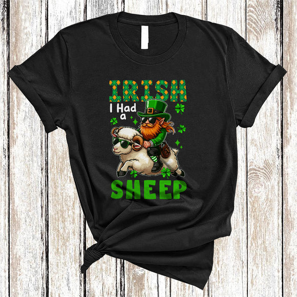 MacnyStore - Irish I Had A Sheep, Awesome St. Patrick's Day Irish Riding Sheep, Lucky Family Group Shamrock T-Shirt