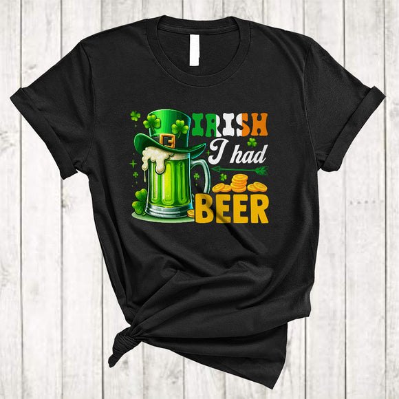 MacnyStore - Irish I Had Beer, Amazing St. Patrick's Day Green Beer Glass, Drinking Drunker Shamrock Lover T-Shirt