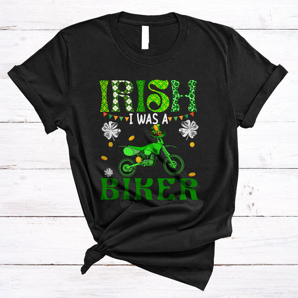 MacnyStore - Irish I Was A Biker, Amazing St. Patrick's Day Shamrocks, Dirt Bike Lover Matching Biker Group T-Shirt