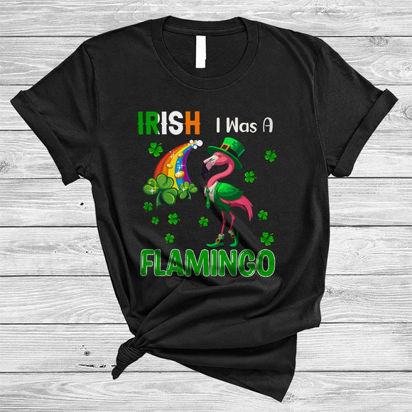 MacnyStore - Irish I Was A Flamingo, Adorable St. Patrick's Day Leprechaun Flamingo, Irish Shamrock Rainbow T-Shirt