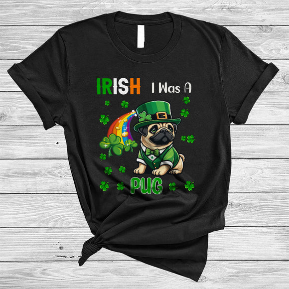 MacnyStore - Irish I Was A Pug, Adorable St. Patrick's Day Leprechaun Dog, Irish Shamrock Rainbow T-Shirt