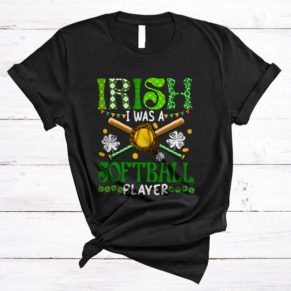 MacnyStore - Irish I Was A Softball Player, Happy St. Patrick's Day Shamrocks, Matching Sport Player Group T-Shirt