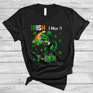 MacnyStore - Irish I Was A T-Rex, Adorable St. Patrick's Day Leprechaun T-Rex, Irish Shamrock Rainbow T-Shirt