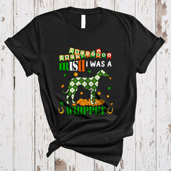 MacnyStore - Irish I Was A Whippet, Lovely St. Patrick's Day Plaid Irish Lucky Shamrock, Matching Animal Lover T-Shirt