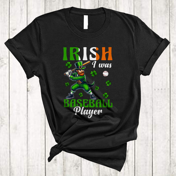 MacnyStore - Irish I Was Baseball Player, Lovely St. Patrick's Day Leprechaun Playing Baseball, Sport Team T-Shirt
