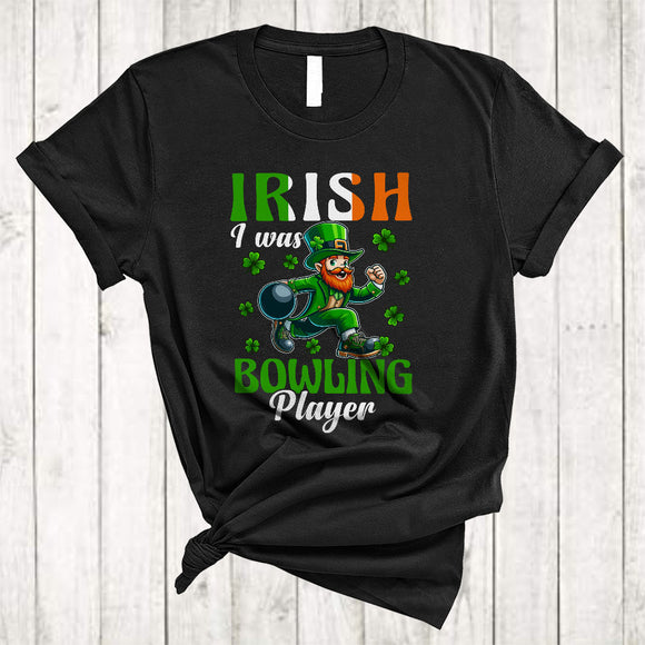 MacnyStore - Irish I Was Bowling Player, Lovely St. Patrick's Day Leprechaun Playing Bowling, Sport Team T-Shirt