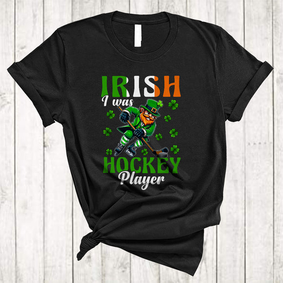 MacnyStore - Irish I Was Hockey Player, Lovely St. Patrick's Day Leprechaun Playing Hockey, Sport Team T-Shirt