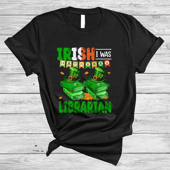 MacnyStore - Irish I Was Librarian, Humorous St. Patrick's Day Book Shamrock, Lucky Irish Group T-Shirt