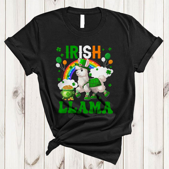 MacnyStore - Irish Llama, Adorable St. Patrick's Day Rainbow Llama Lover, Lucky Irish Group Shamrock T-Shirt
