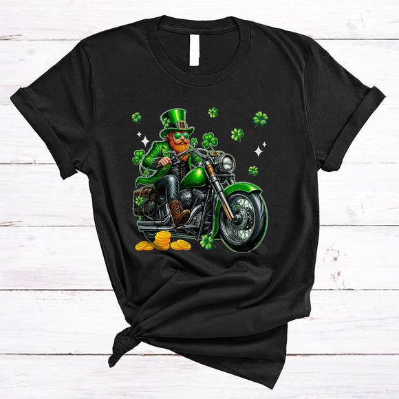 MacnyStore - Irish Man Driving Green Motorcycle, Wonderful St. Patrick's Day Irish Lucky Shamrock, Driver Group T-Shirt