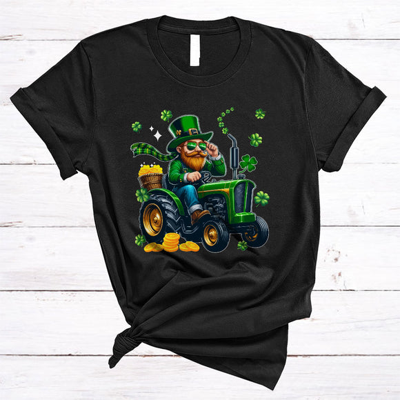 MacnyStore - Irish Man Driving Green Tractor, Wonderful St. Patrick's Day Irish Lucky Shamrock, Driver Group T-Shirt