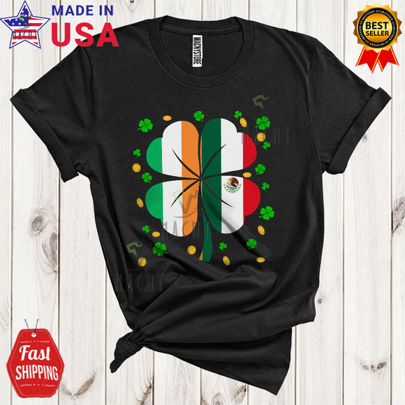 MacnyStore - Irish Mexican Flag Shamrock Shape Funny Cool St. Patrick's Day Shamrock Family Lover T-Shirt