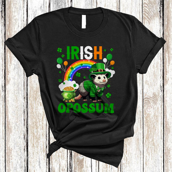 MacnyStore - Irish Opossum, Awesome St. Patrick's Day Opossum Lucky Shamrock Rainbow, WIld Animal Lover T-Shirt
