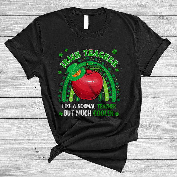 MacnyStore - Irish Teacher Definition Much Cooler, Awesome St. Patrick's Day Teacher Tools, Rainbow Shamrock T-Shirt