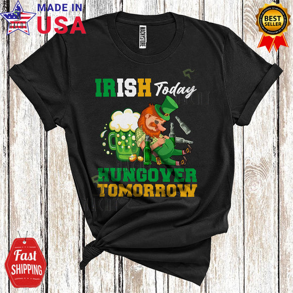 MacnyStore - Irish Today Hungover Tomorrow Cool Happy St. Patrick's Day Leprechaun Drunk Drinking Beer Lover T-Shirt