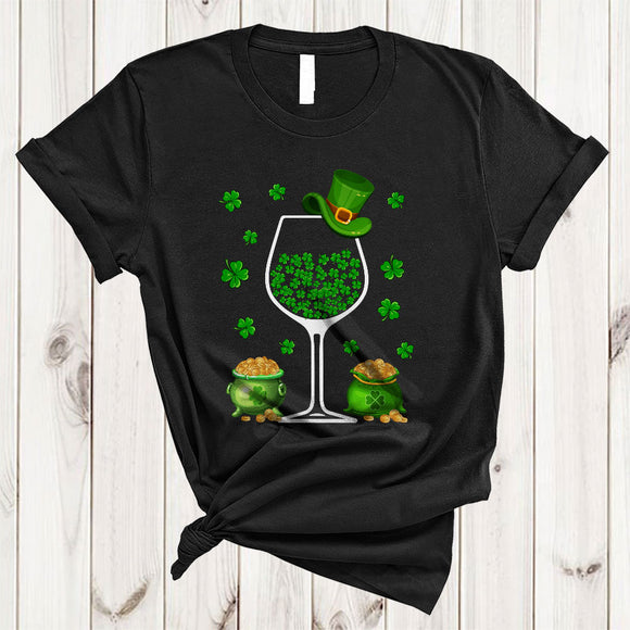 MacnyStore - Irish Wine Glasses, Awesome St. Patrick's Day Shamrock Wine, Drunk Matching Drinking Team T-Shirt