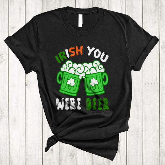 MacnyStore - Irish You Were Beer, Cheerful St. Patrick's Day Beer Drinking, Irish Flag Family Group T-Shirt