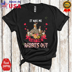 MacnyStore - It Was Me I Let The Rabbits Out Funny Matching Mother's Day Floral Flowers Rabbit Farmer Farm Lover T-Shirt