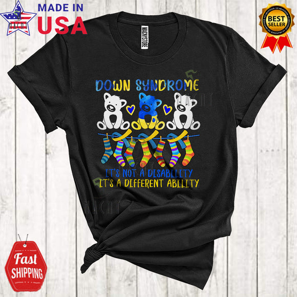 MacnyStore - It's A Different Ability Cool Cute Down Syndrome Awareness Ribbon Three Bears Animal T-Shirt