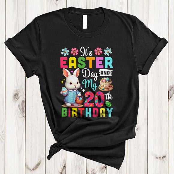 MacnyStore - It's Easter Day And My 20th Birthday, Adorable Easter Egg Bunny, Flowers Floral Family Group T-Shirt