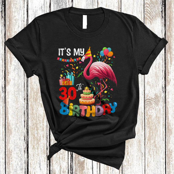 MacnyStore - It's My 30th Birthday, Adorable Birthday Party Cake Flamingo, Matching Farmer Animal Lover T-Shirt