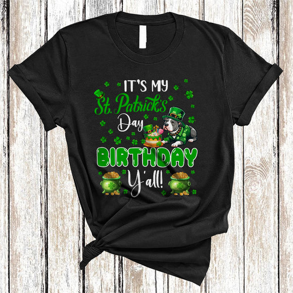 MacnyStore - It's My St. Patrick's Day Birthday Y'all, Lovely St. Patrick's Day Group Pit Bull Lover, Irish Shamrock T-Shirt