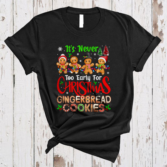MacnyStore - It's Never Too Early For Christmas Gingerbread Cookies, Joyful X-mas Lights Baking, Baker Group T-Shirt