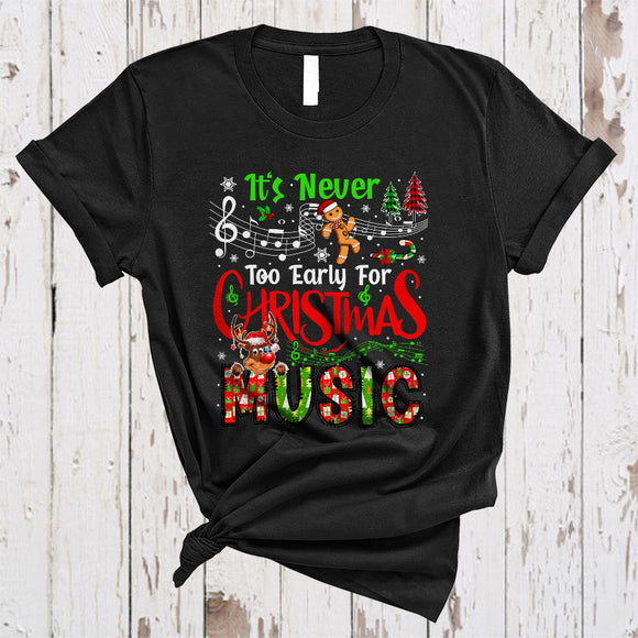 MacnyStore - It's Never Too Early For Christmas Music, Joyful X-mas Music, Gingerbread Reindeer Baker T-Shirt