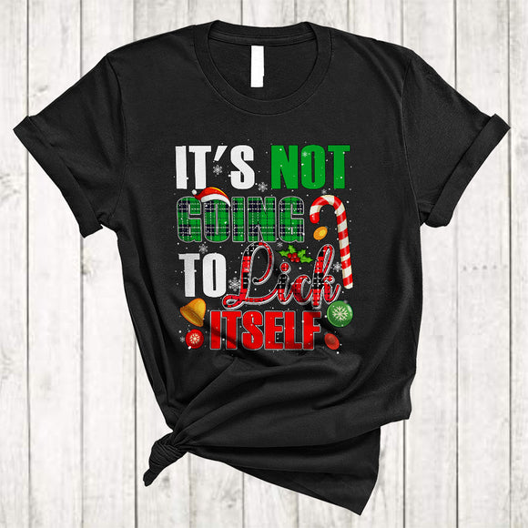 MacnyStore - It's Not Going To Lick Itself, Sarcastic Christmas Plaid Candy Canes, X-mas Snow Around T-Shirt