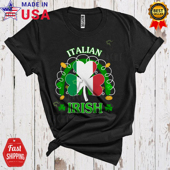 MacnyStore - Italian Irish Cute Cool St. Patrick's Day Italian Flag Shamrock Shape Shamrocks Rainbow T-Shirt