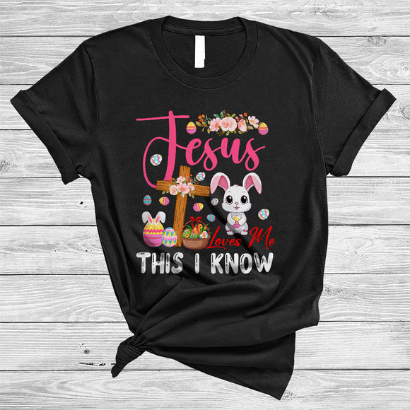MacnyStore - Jesus Loves Me This I Know, Floral Easter Day Flowers Bunny Lover, Family Egg Hunt Group T-Shirt