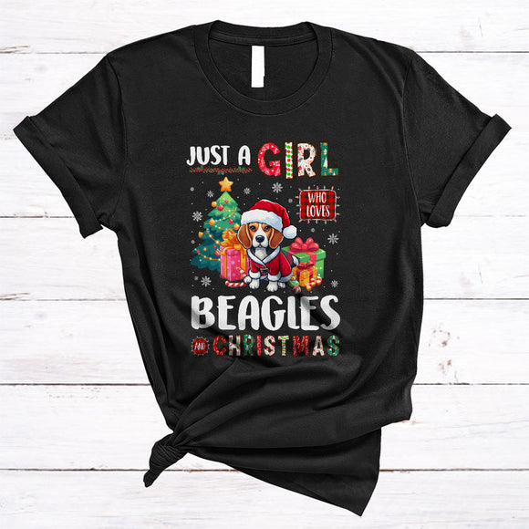MacnyStore - Just A Girl Who Loves Beagles And Christmas, Lovely Santa Beagle, X-mas Family Group T-Shirt