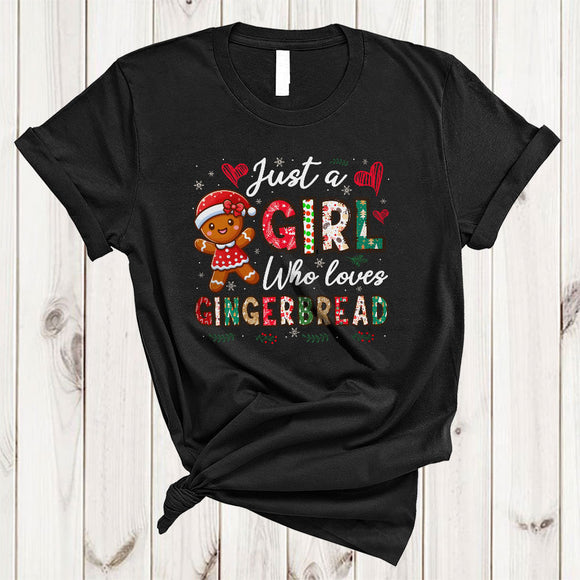 MacnyStore - Just A Girl Who Loves Gingerbread, Joyful Cute Christmas Lights Tree, Matching X-mas Group T-Shirt