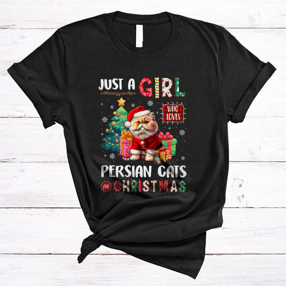 MacnyStore - Just A Girl Who Loves Persians And Christmas, Lovely Santa Persian Cat, X-mas Family Group T-Shirt