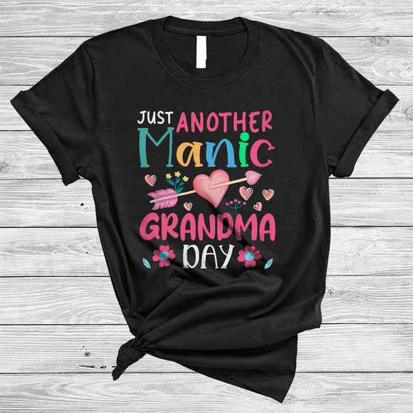MacnyStore - Just Another Manic Grandma Day, Adorable Mother's Day Hearts Flowers, Matching Family Group T-Shirt