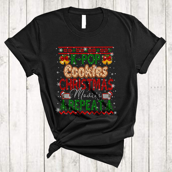 MacnyStore - K-Pop Cookies Christmas Movies Repeat, Joyful X-mas Sweater Cookie, Snow Family Group T-Shirt