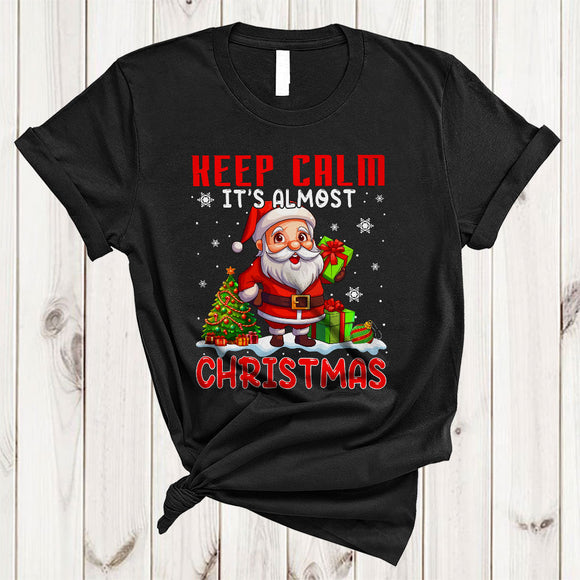 MacnyStore - Keep Calm It's Almost Christmas, Adorable X-mas Santa Snow Around, Pajamas Family Group T-Shirt