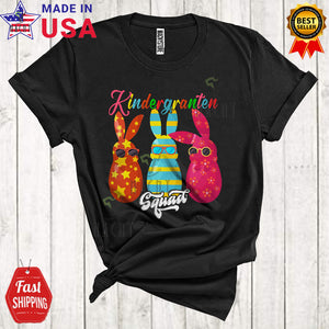 MacnyStore - Kindergarten Squad Cool Funny Easter Day Three Bunnies Wearing Sunglasses Egg Hunt Group T-Shirt