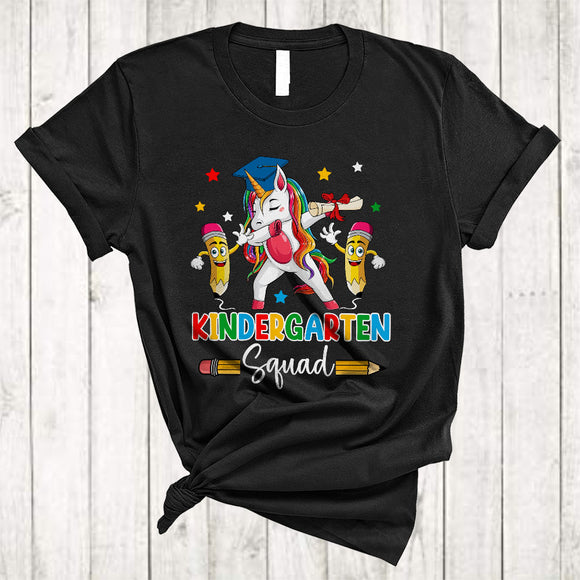MacnyStore - Kindergarten Squad, Lovely Graduation Dabbing Unicorn Pencils, Graduate Student Teacher T-Shirt