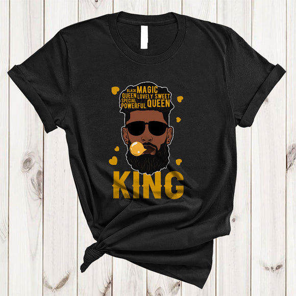 MacnyStore - King, Adorable Black History Month African American Men Bubble, Pride Afro Family Group T-Shirt