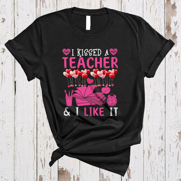 MacnyStore - Kissed A Teacher, Cheerful Valentine's Day Teacher Lover, Hearts Matching Valentine Couple T-Shirt