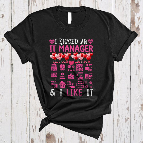 MacnyStore - Kissed An IT Manager, Cheerful Valentine's Day IT Manager Lover, Hearts Matching Valentine Couple T-Shirt