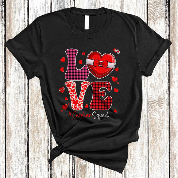 MacnyStore - LOVE Cardiac Squad, Wonderful Valentine's Day Plaid Hearts, Nurse Nursing Crew Couple Lover T-Shirt