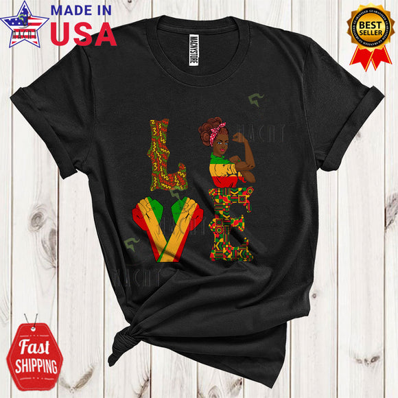 MacnyStore - LOVE Cool Proud Juneteenth Black History Month Black Woman Matching African Afro Pride T-Shirt