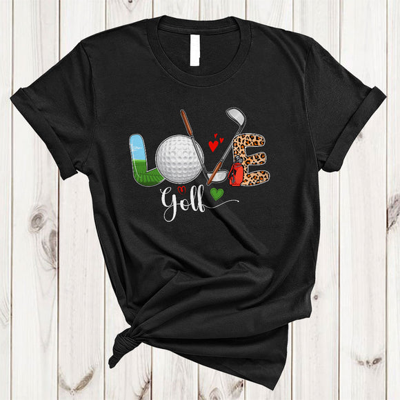 MacnyStore - LOVE Golf, Joyful Leopard Golf Tools, Matching Women Girls Sport Player Team Group T-Shirt