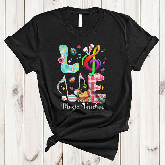 MacnyStore - LOVE Music Teacher, Awesome Easter Day Music Teacher Tools, Plaid Egg Hunt Easter Group T-Shirt