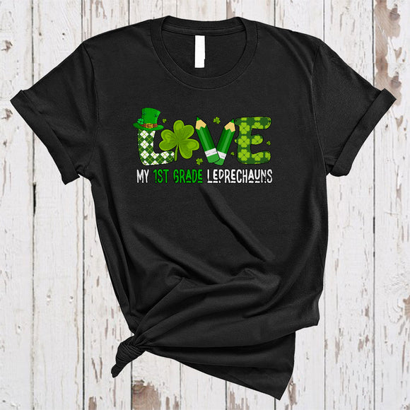 MacnyStore - LOVE My 1st Grade Leprechauns, Awesome St. Patrick's Day Lucky Shamrock, Teacher Group T-Shirt