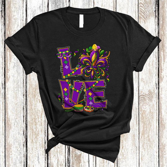MacnyStore - LOVE, Amazing Mardi Gras Parades Group Mask Beads Lover, Matching Family Group T-Shirt